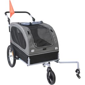 Dog Bike Trailer, Supports up to 88 lbs, 2-in-1 Pet Stroller Cart Bicycle Carrier, Easy Folding Cart Frame with Quick Release Wheels