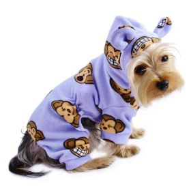 Adorable Silly Monkey Fleece Dog Pajamas/Bodysuit with Hood (Color: lavender, size: L)