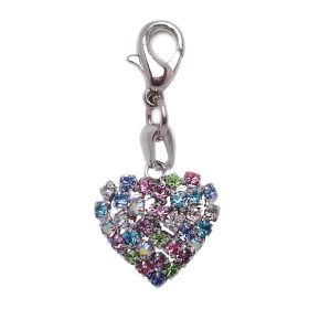 Colorful Rhinestone Heart-Shaped Charm (Color: Colorful Rhinestone)