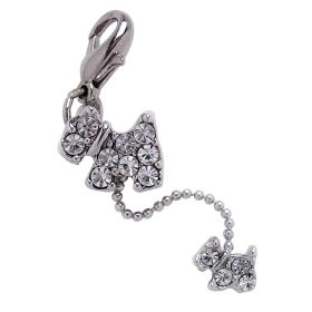 Dog and Puppy Charm with Rhinestones (Color: Clear)