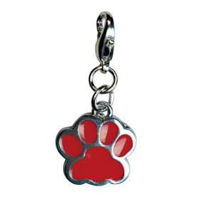 Shiny Paw Print Enamel Charm (Color: Red)