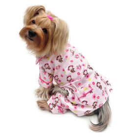Girly Monkey Flannel Pajamas with 2 Pockets (size: S)