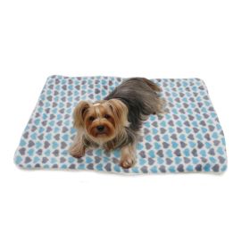Fleece/Plush Blanket (Color: Blue & Gray Hearts)