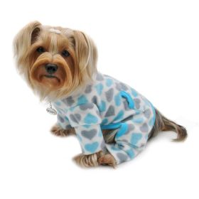 Blue & Gray Hearts Fleece Turtleneck Pajamas (size: M)