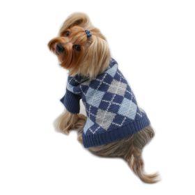 Argyle Turtleneck Sweater in Navy/Grey/Light Blue (size: XL)