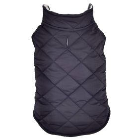 Reversible Fleece Lined Puffer Dog Coat (Color: Black and White Plaid, size: 2X-Large)