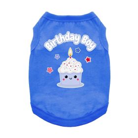 Birthday Boy Dog Shirt (Color: Blue, size: small)