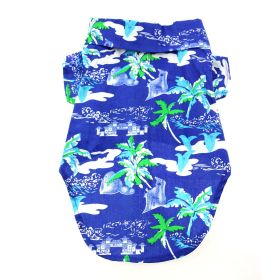 Hawaiian Camp Shirt (Color: Ocean Blue and Palms, size: X-Small)