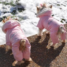 Ruffin It Dog Snowsuit Harness (Color: Pink, size: X-Small)